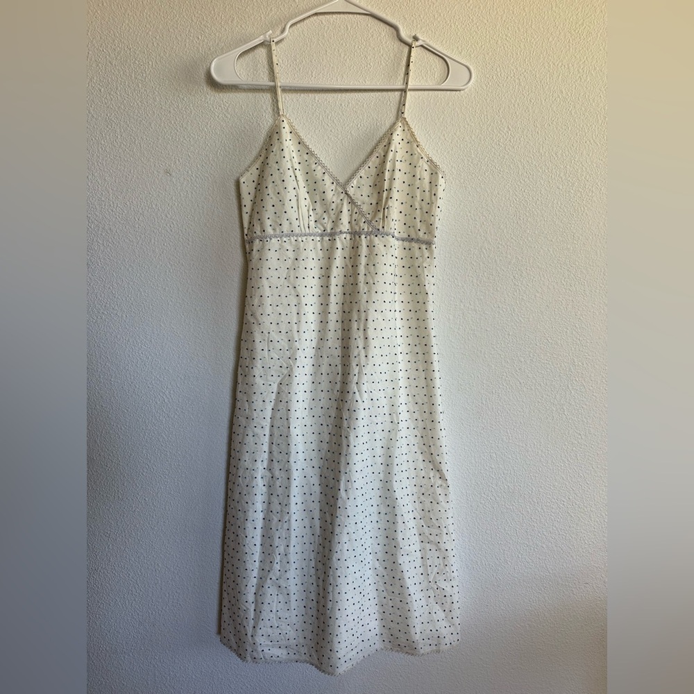 Elegant White Polka Dot Midi Dress